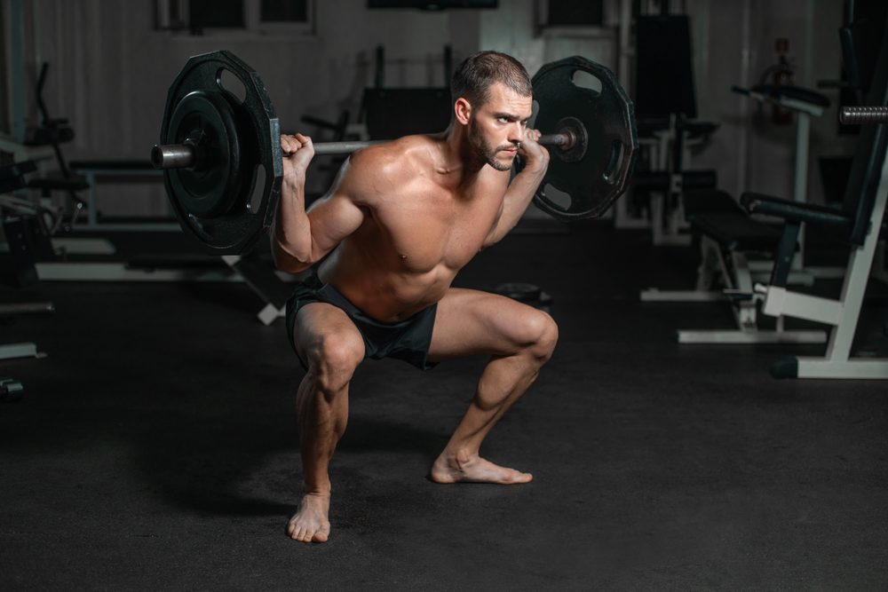 Bodybuilder training his glutes