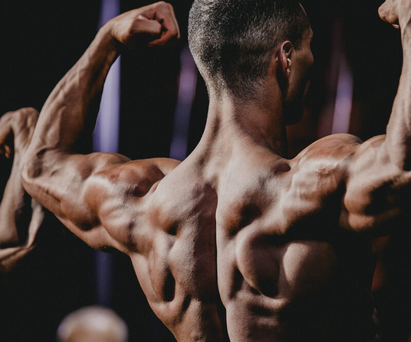 Bodybuilders on steroids in competition