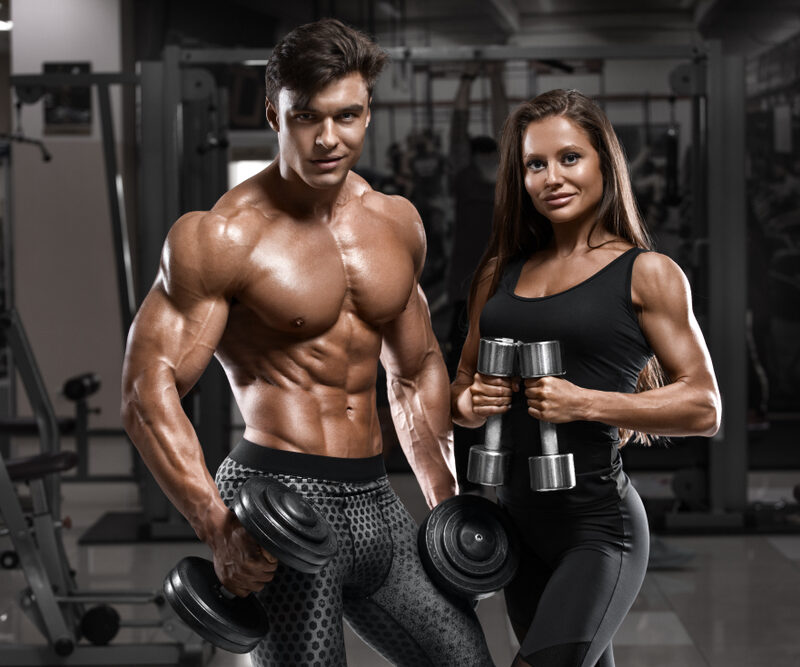 Man and woman training